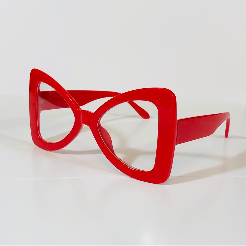 Red Bow Tie Clear Lens Glasses - Picture 3 of 4